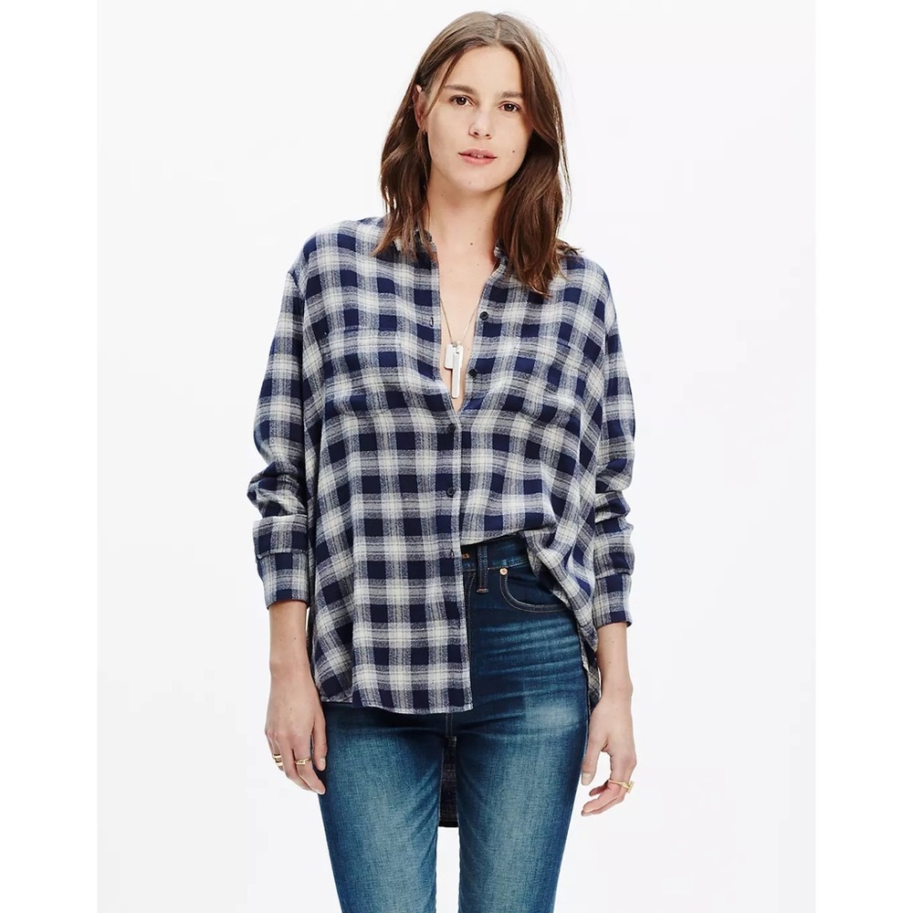 Madewell Oversized Fannel Button Down Boyshirt in Andover Plaid